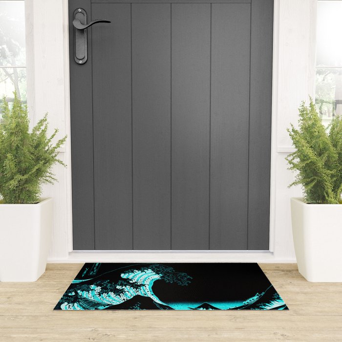 The Great Wave : Dark Teal Welcome Mat Gallery Image 3