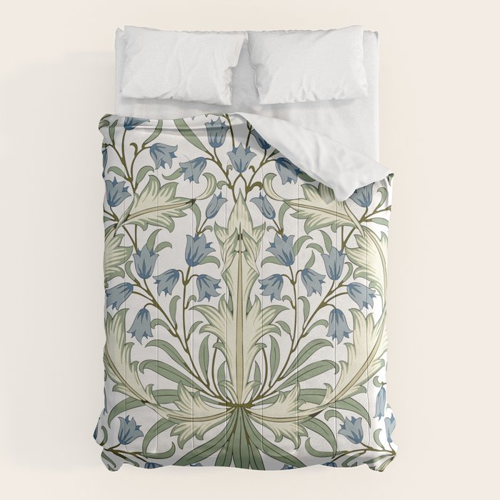 William Morris Vintage Bluebell Floral Blue Green & White  Comforter Gallery Image 1