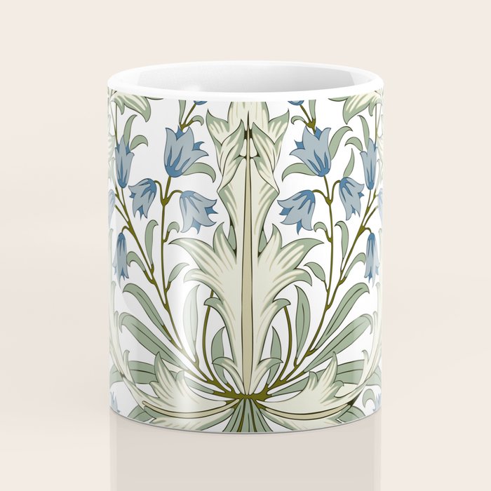 William Morris Vintage Bluebell Floral Blue Green & White  Coffee Mug Gallery Image 4