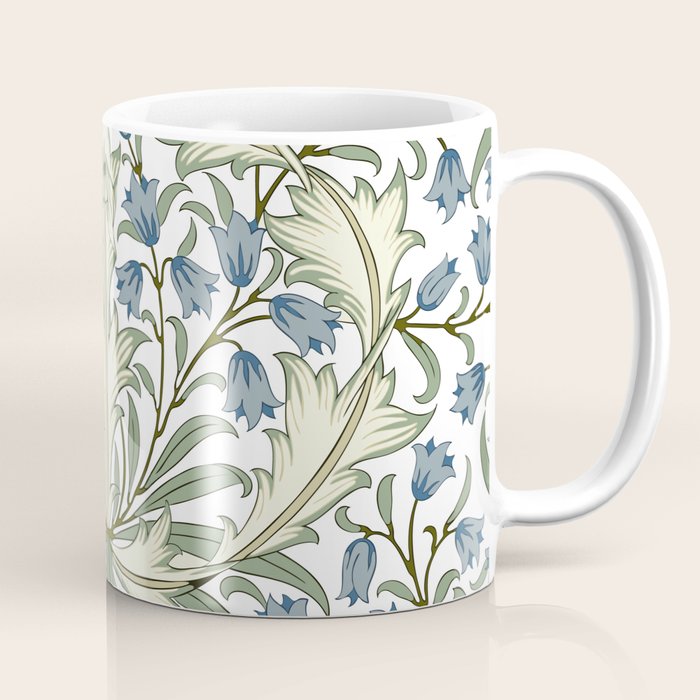 William Morris Vintage Bluebell Floral Blue Green & White  Coffee Mug Gallery Image 1