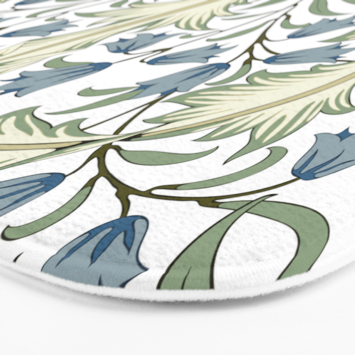 William Morris Vintage Bluebell Floral Blue Green & White  Bath Mat Gallery Image 3