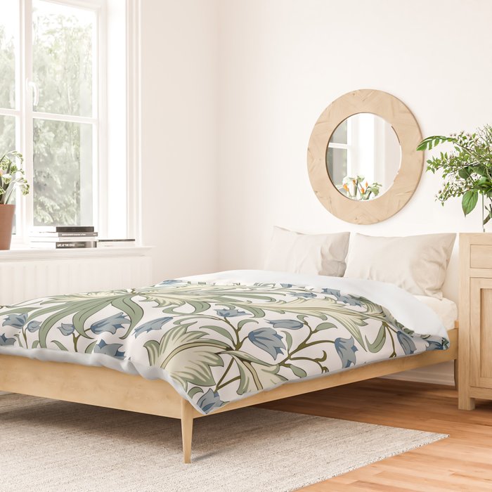 William Morris Vintage Bluebell Floral Blue Green & White  Duvet Cover Gallery Image 2