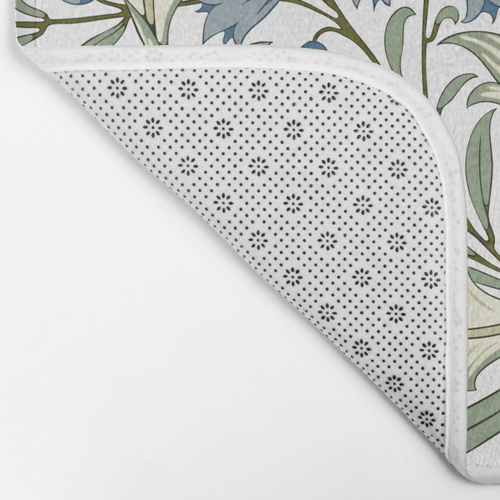 William Morris Vintage Bluebell Floral Blue Green & White  Bath Mat Gallery Image 2