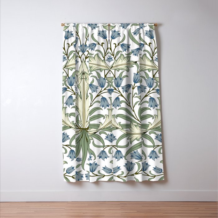 William Morris Vintage Bluebell Floral Blue Green & White  Window Curtain Gallery Image 3
