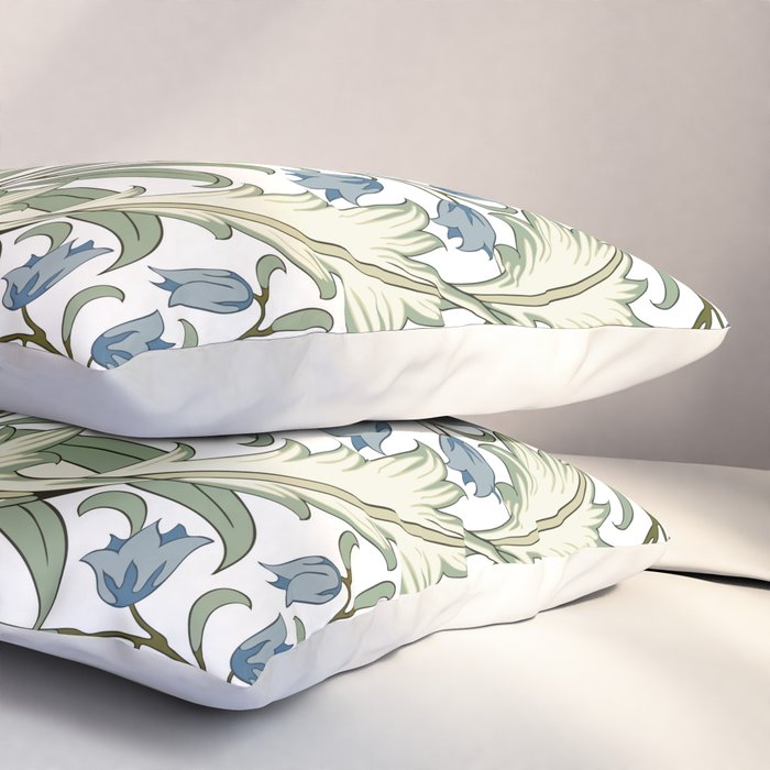 William Morris Vintage Bluebell Floral Blue Green & White  Pillow Sham Gallery Image 3