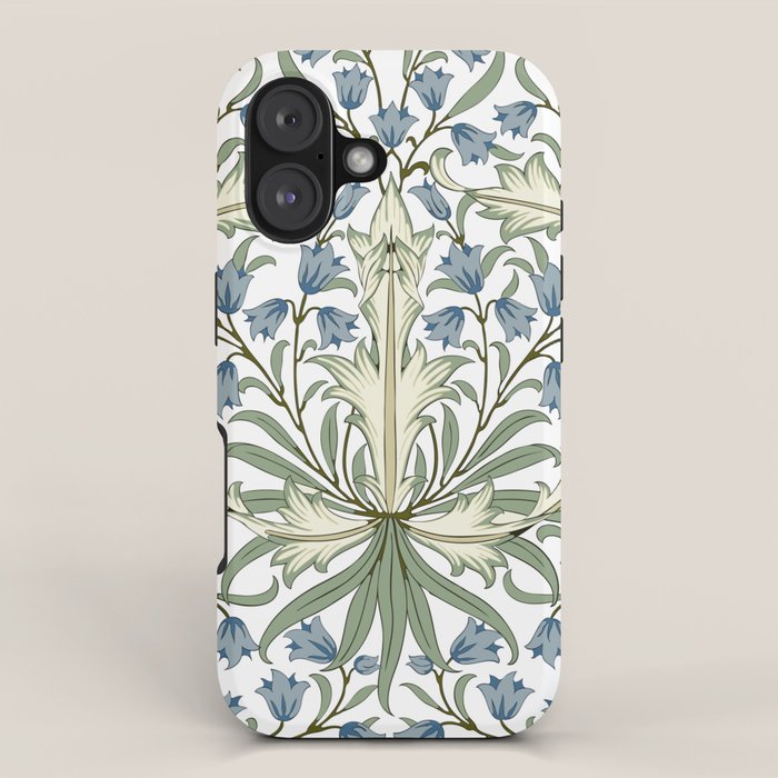 William Morris Vintage Bluebell Floral Blue Green & White  iPhone Case Gallery Image 1