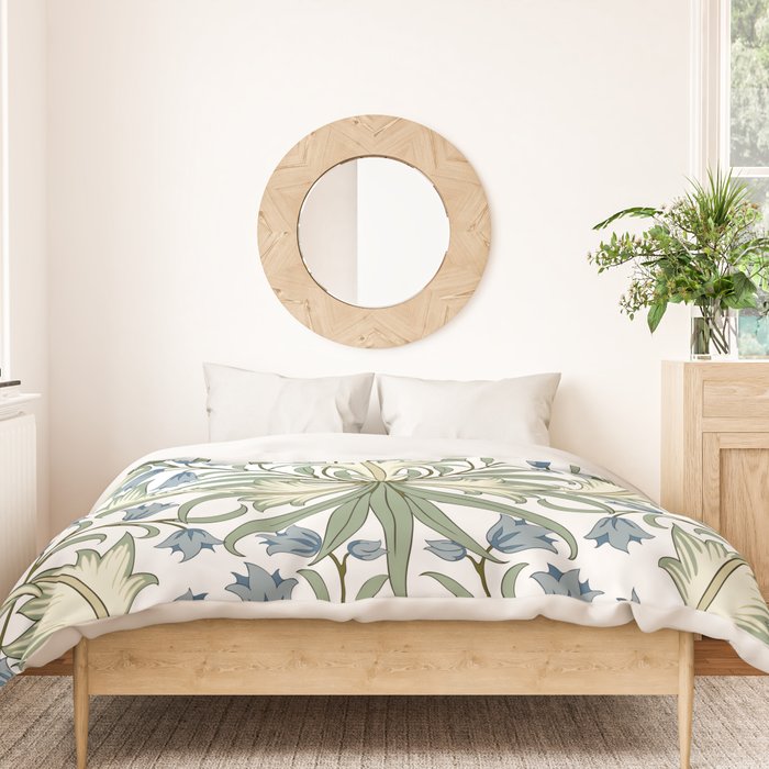 William Morris Vintage Bluebell Floral Blue Green & White  Duvet Cover Gallery Image 3