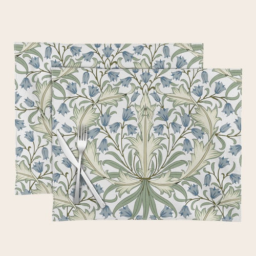 William Morris Vintage Bluebell Floral Blue Green & White  Placemat Gallery Image 1
