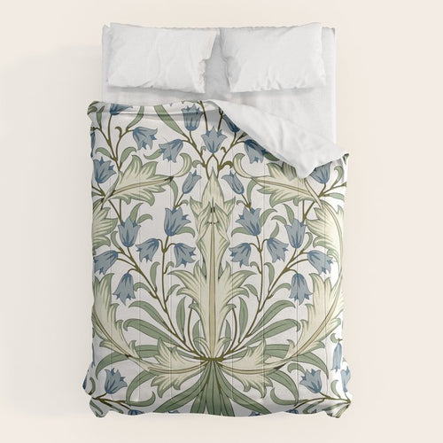 William Morris Vintage Bluebell Floral Blue Green & White  Comforter Gallery Image 6
