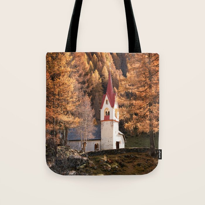 Autumn in Dolomites Italy Travel Photography Tote Bag Gallery Image 1