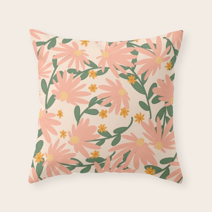 Meadow of Autumn Wildflowers Throw Pillow Gallery Image 1