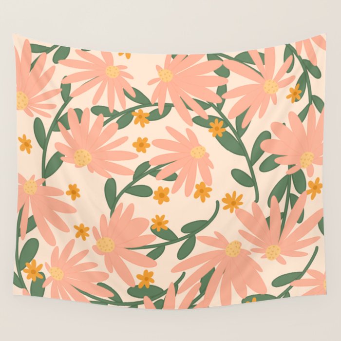 Meadow of Autumn Wildflowers Wall Tapestry Gallery Image 4