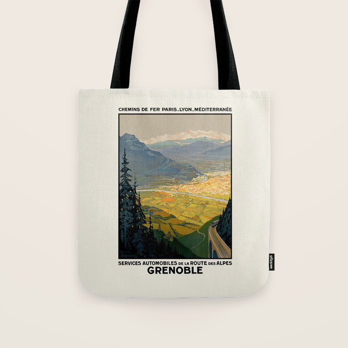 Grenoble Vintage French Travel Poster, 1920s Tote Bag Gallery Image 1