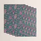 Block-print Mushrooms - purple on green Wrapping Paper Gallery Image 3