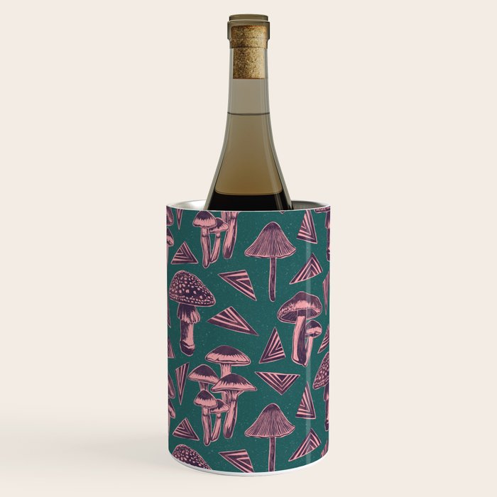 Block-print Mushrooms - purple on green Wine Chiller Gallery Image 2
