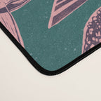 Block-print Mushrooms - purple on green Desk Mat Gallery Image 4