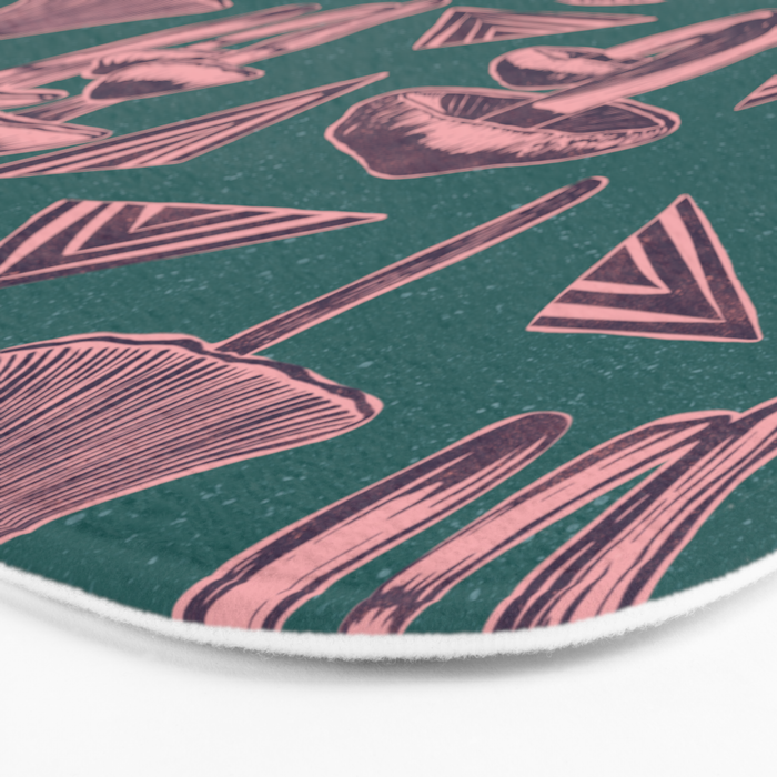 Block-print Mushrooms - purple on green Bath Mat Gallery Image 3
