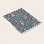 Block-print Mushrooms - purple on green Notebook Gallery Image 3