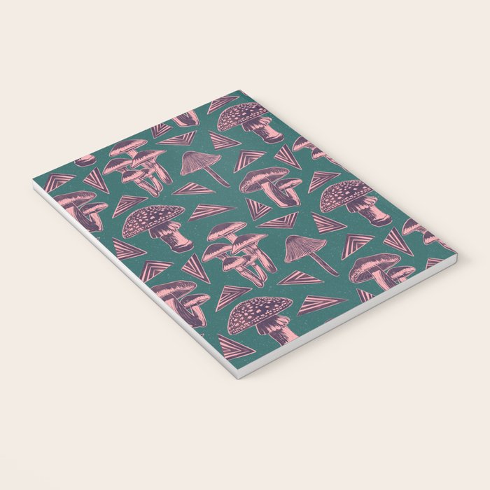 Block-print Mushrooms - purple on green Notebook Gallery Image 3