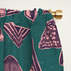 Block-print Mushrooms - purple on green Window Curtain Gallery Image 2