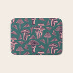 Block-print Mushrooms - purple on green Bath Mat Gallery Image 1