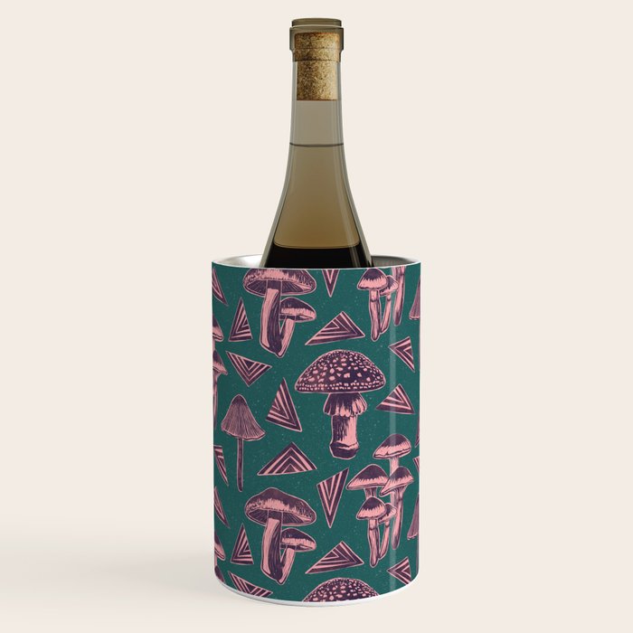 Block-print Mushrooms - purple on green Wine Chiller Gallery Image 3