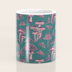 Block-print Mushrooms - purple on green Coffee Mug Gallery Image 4