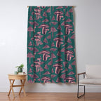 Block-print Mushrooms - purple on green Window Curtain Gallery Image 5