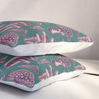 Block-print Mushrooms - purple on green Pillow Sham Gallery Image 3