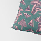 Block-print Mushrooms - purple on green Pillow Sham Gallery Image 4