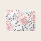 Festive, Floral Prints, Leaves and Blooms, Pink, Gray and White Bath Mat Gallery Image 1