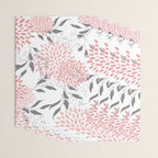 Festive, Floral Prints, Leaves and Blooms, Pink, Gray and White Wrapping Paper Gallery Image 3