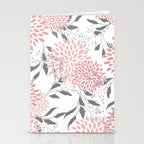 Festive, Floral Prints, Leaves and Blooms, Pink, Gray and White Stationery Card Gallery Image 2