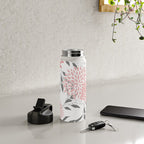 Festive, Floral Prints, Leaves and Blooms, Pink, Gray and White Water Bottle Gallery Image 4