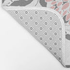 Festive, Floral Prints, Leaves and Blooms, Pink, Gray and White Bath Mat Gallery Image 2