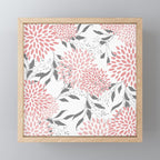Festive, Floral Prints, Leaves and Blooms, Pink, Gray and White Mini Art Print Gallery Image 1