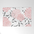 Festive, Floral Prints, Leaves and Blooms, Pink, Gray and White Welcome Mat Gallery Image 1