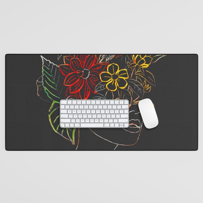 woman with flowers 8 Line Art Desk Mat Gallery Image 1