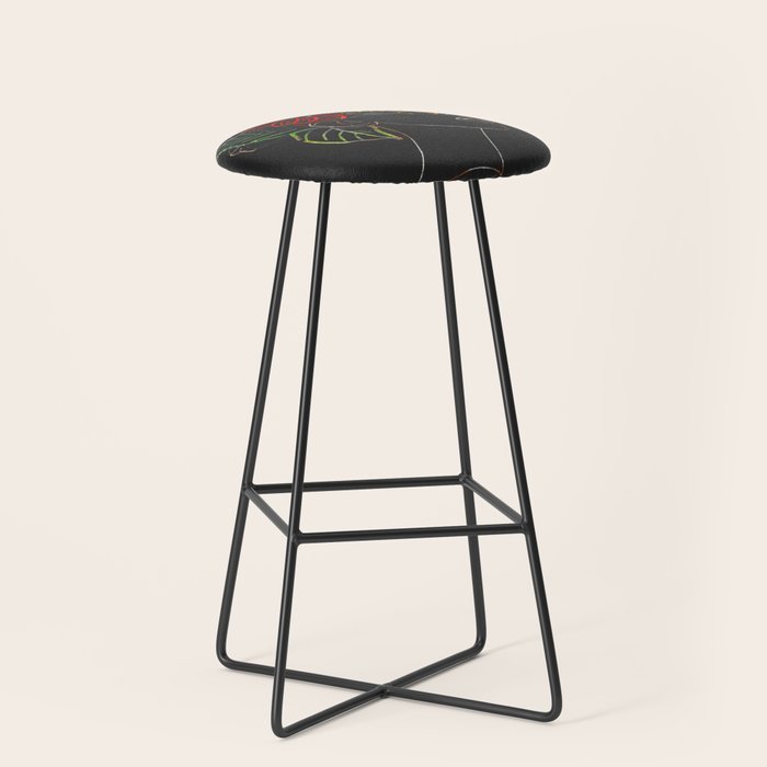 woman with flowers 8 Line Art Stool Gallery Image 1