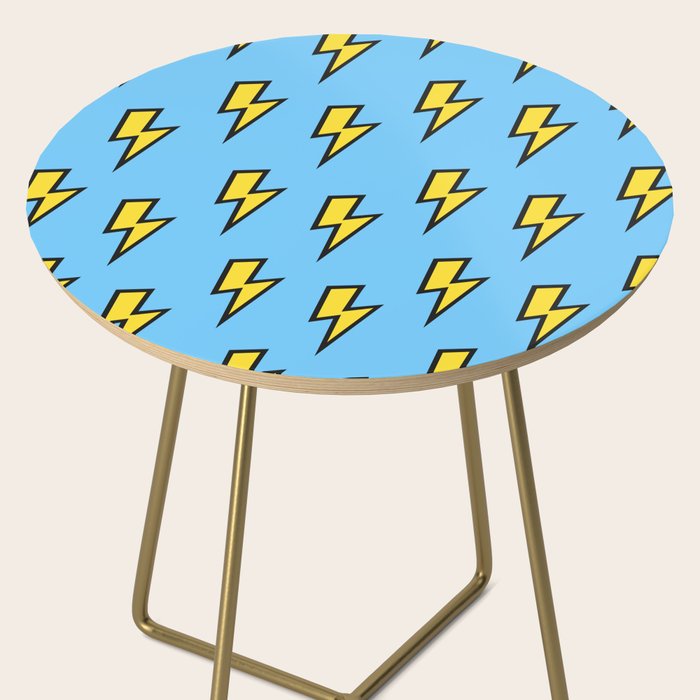 Yellow Lightning Bolt on Bright Blue Side Table Gallery Image 2