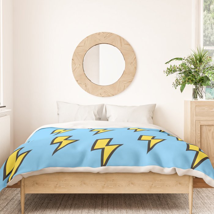 Yellow Lightning Bolt on Bright Blue Duvet Cover Gallery Image 3