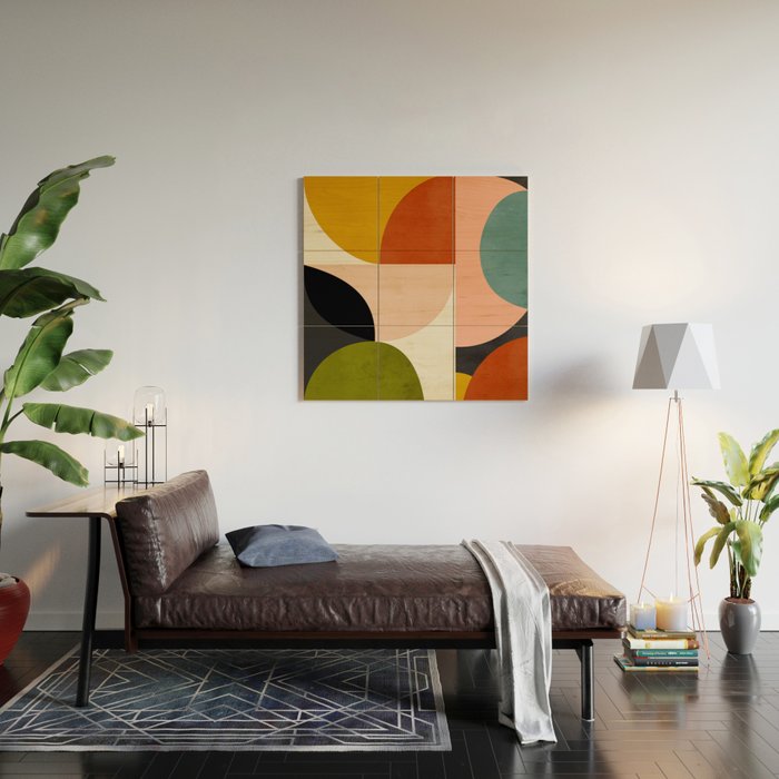 Geometric Abstract Mid Century Wood Wall Art Gallery Image 2