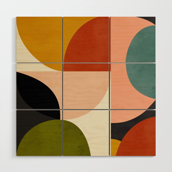 Geometric Abstract Mid Century Wood Wall Art Gallery Image 1