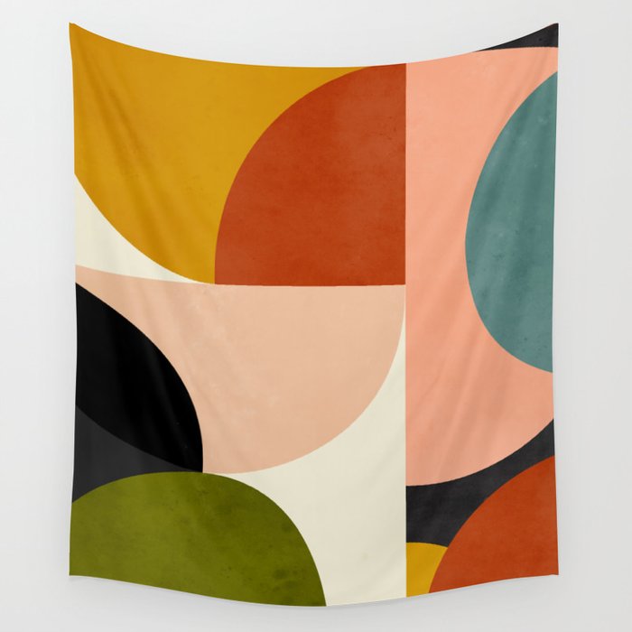 Geometric Abstract Mid Century Wall Tapestry Gallery Image 4