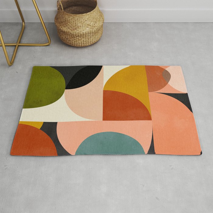 Geometric Abstract Mid Century Rug Gallery Image 1