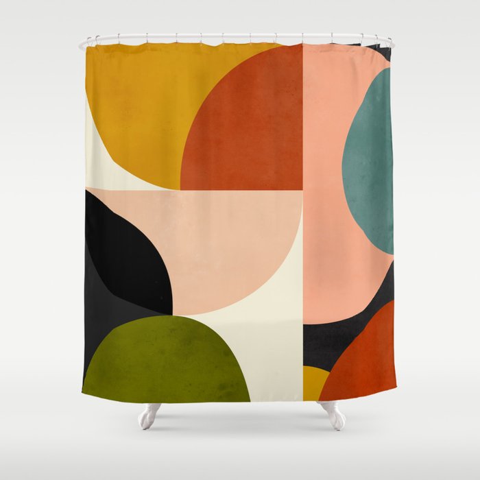 Geometric Abstract Mid Century Shower Curtain Gallery Image 1