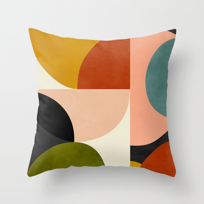 Geometric Abstract Mid Century Throw Pillow Gallery Image 1