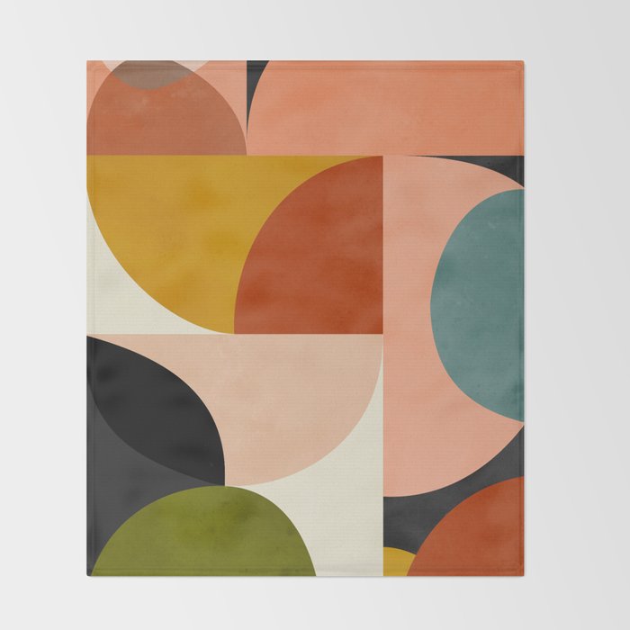 Geometric Abstract Mid Century Throw Blanket Gallery Image 2