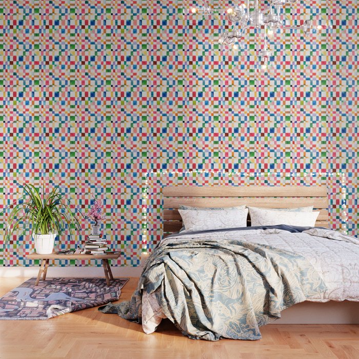 Modern watercolor checker Multicolored Spring Geometric Wallpaper Gallery Image 3