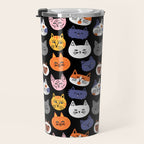 Funny cat animal cartoon art pattern Travel Mug Gallery Image 3